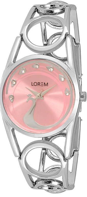 Lorem New Metal Strap  Pink Dial Analogue Watch For Women